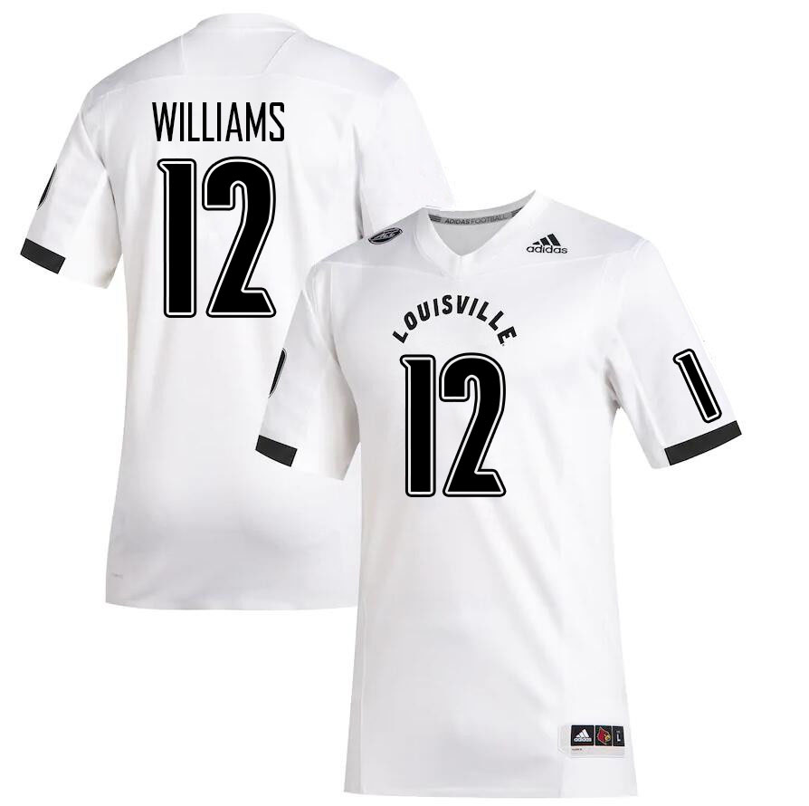 Men #12 Popeye Williams Louisville Cardinals College Football Jerseys Stitched Sale-White